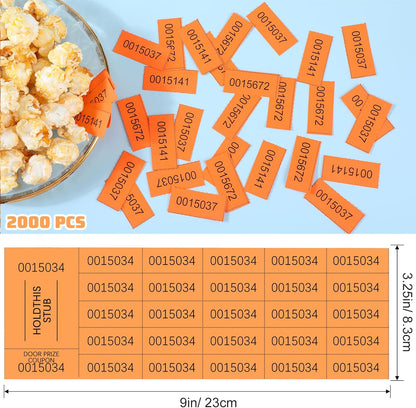 Kosiz 2000 Sheets Raffle Ticket 25 Bid Chinese Auction Tickets Tricky Tray Basket Raffle Sheets for Back to School Class Rewards Carnival Door Prizes Events(Orange)