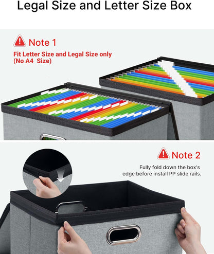 Oterri 1 Pack Large File Organizer Boxes with Lids, File Box with Mesh Pockets, Document Organizer Box for Letter/Legal Size Folders, Zippers Important Document Organizer (Grey, Without Folders)