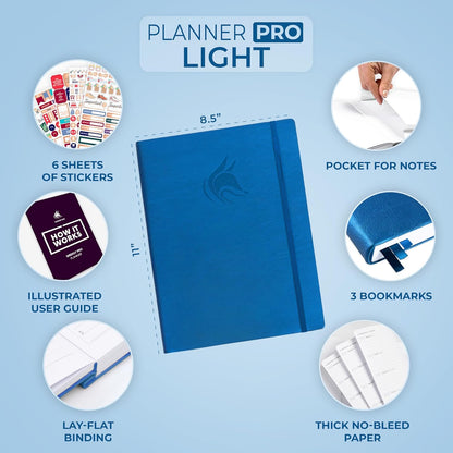 Clever Fox Planner PRO Light – Weekly & Monthly Life Planner to Increase Productivity, Time Management and Hit Your Goals, 8.5x11″ (Mystic Blue)