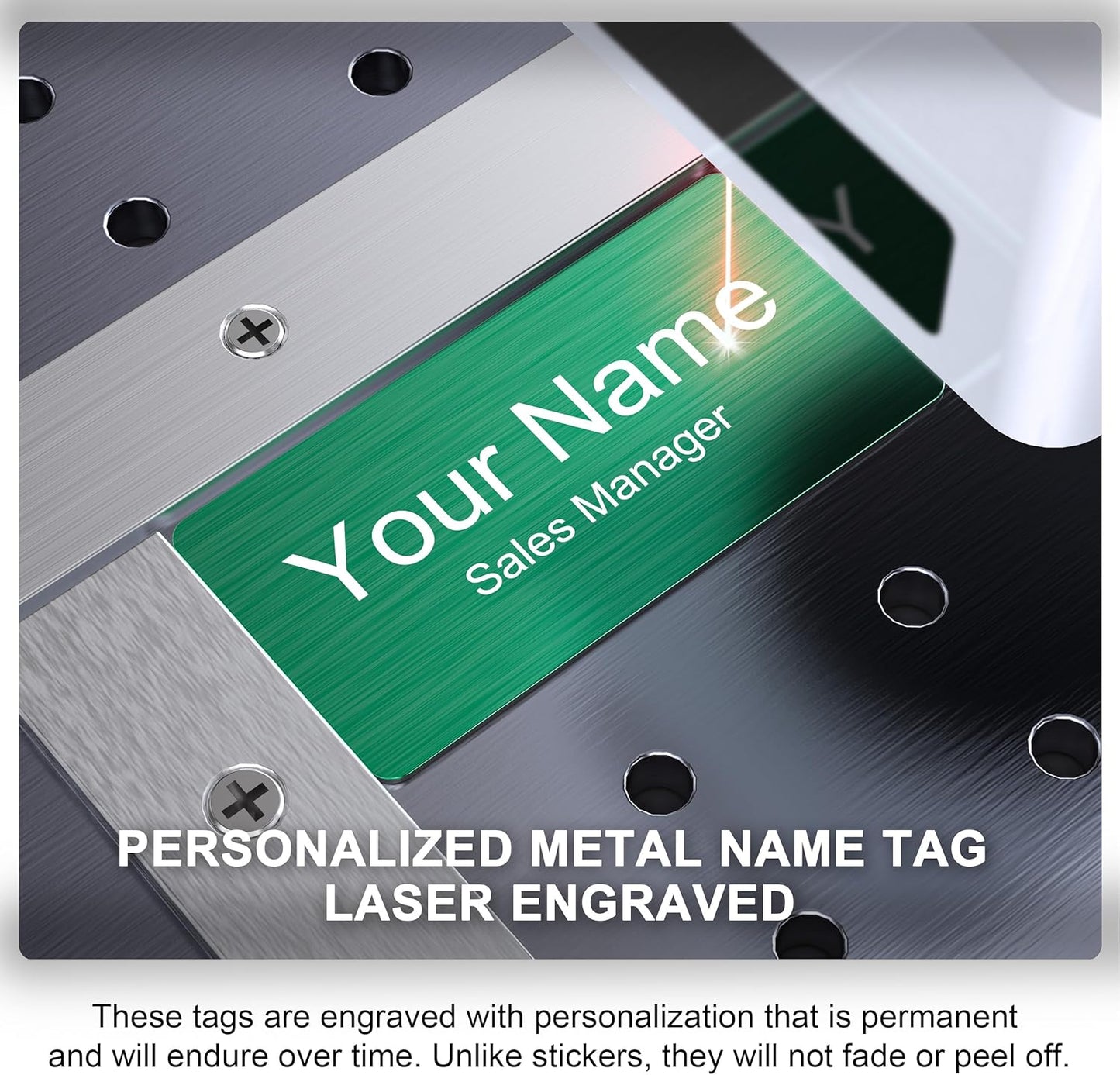 Magnetic Name Tags | Personalized Engraved Metal Identification Badges with Pin or Adhesive Backing | Custom ID Tags | 3"x1.5"