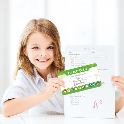 102 PCS Punch Cards, Incentive Reward Card Student Awards Loyalty Cards for Business, Classroom, Kids Behavior, Students, Teachers, 3.5” x 2”, 4 Styles