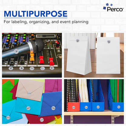 Perco Silver 1-Inch Round Circle Dot Sticker Labels with Permanent Adhesive for Wedding Invitations - 1,000 Labels per Roll - Vibrant Colors, Strong Adhesion - Made in USA