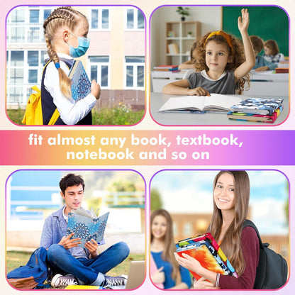 Sherr 14 Pack Stretchable Book Covers Reusable Jumbo Bookcloth 9" x 11" Durable Washable Back to School Book Cover Protector for Most Hardcover Books Textbooks(Multicolor,Modern)