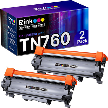 E-Z Ink TN760 Compatible Toner Cartridges Replacement for Brother TN-760 TN730 TN-730 to Use with MFC-L2710DW MFC-L2750DW HL-L2350DW HL-L2370DW HL-L2395DW HL-L2390DW DCP-L2550DW (Black, 2 Pack)