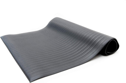 Anti Fatigue Floor Mat (Made in USA), 2 Feet Wide x 3 Feet Long x 3/8 Inches Thick, Ribbed Pattern Top, Black, Bevelled on All Four Sides, RoHS and REACH Compliant