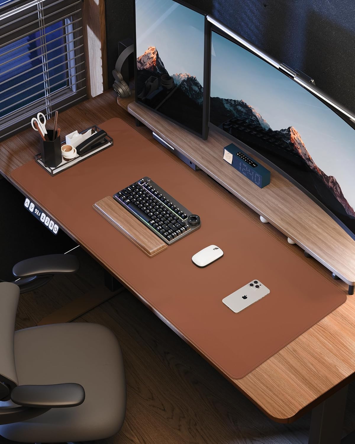 Extra Large Desk Mat - 63"x 17" Non-Slip Desk Pad for Office and Home - Ideal for Large Mouse Pad and Desk Mats on Top of Desks(Brown)