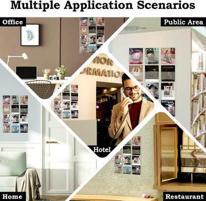 Acrylic Brochure Pamphlet Holder, 12 Magazine Holders, Clear Brochure Display Stand Wall Mount, Trifold Flyer Rack, Literature Storage Rack for Home, Offices, Waiting Room