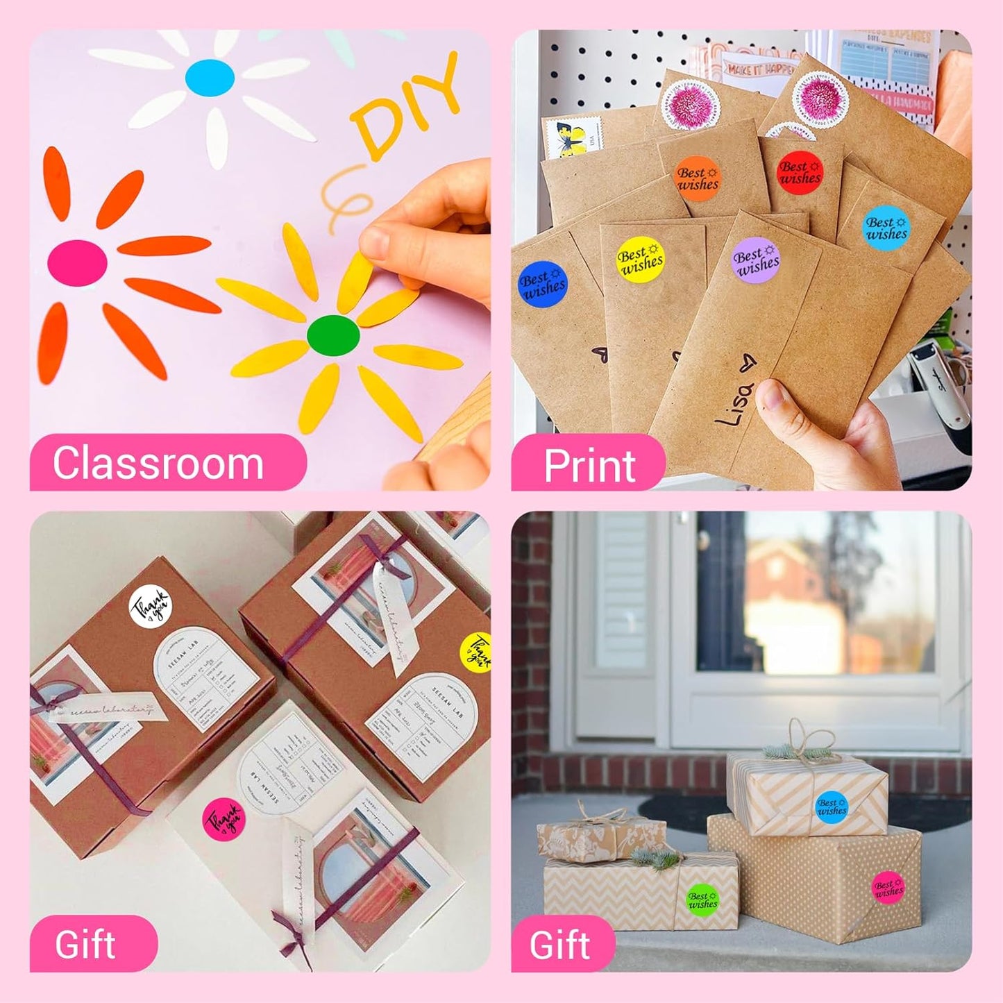 1 Inch Circle Dot Stickers 1000 PCS Color Coding Thermal Labels Dots Writable Printable Small Round Stickers for Office, Classroom, Inventory, Garage, Organizing Storage, Fluorescent Pink