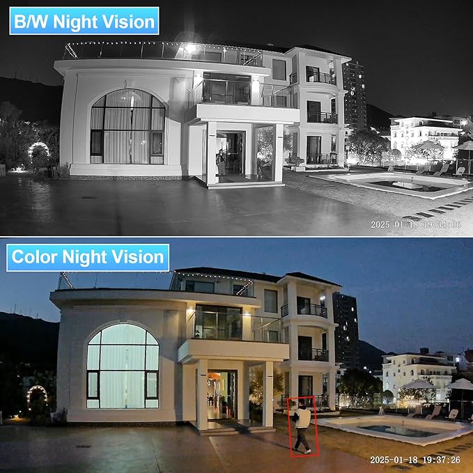 8MP Security PoE Camera Outdoor, 4K IP Dome Surveillance Camera, Smart Dual Light Color Night Vision, 2.8mm Lens Wide Angle 110°, Built-in Mic/Audio, Human/Vehicle Detection, IND8BD93B