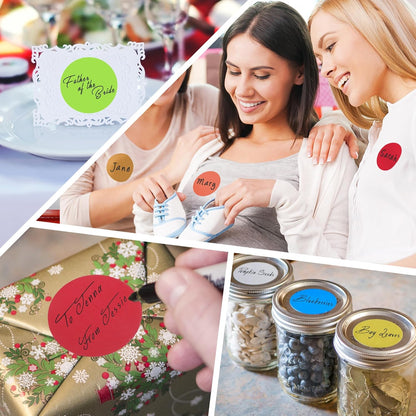 ChromaLabel 2 Inch Circle Sticker Labels, Easy to Write On Round Colored Stickers, Permanent Adhesive Labels - 500 Sticky Dots per Roll, White Stickers