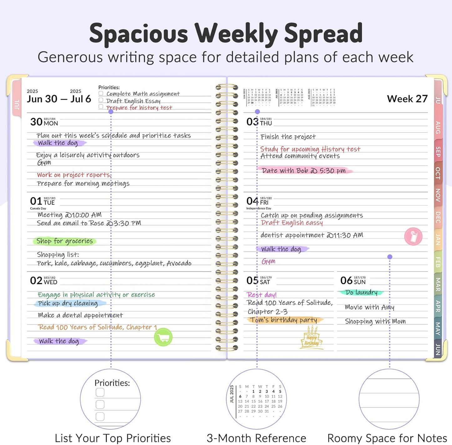 Jul 2025 - Dec 2026 Planner, Forvencer Academic Planner 2025-2026, 18 Month Daily Planner, 6" x 8", Weekly & Monthly Agenda Book, Hardcover Calendar Book, School Supplies for Student Teacher, Green