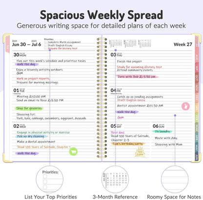 Jul 2025 - Dec 2026 Planner, Forvencer Academic Planner 2025-2026, 18 Month Daily Planner, 6" x 8", Weekly & Monthly Agenda Book, Hardcover Calendar Book, School Supplies for Student Teacher, Purple