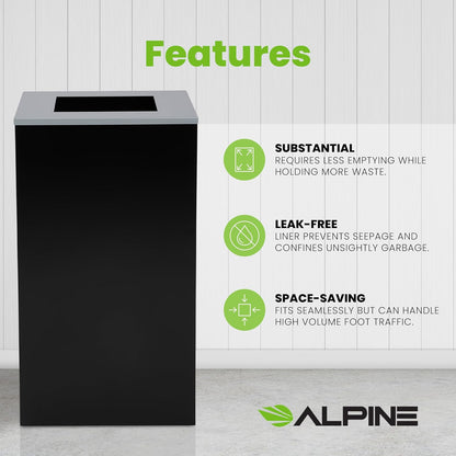 Alpine Industries Square Lid 29 Gallon Sturdy Steel Cube Recycling Container, Square Opening - 3 Color Cans Available Sold Separately (Lid Square Opening)