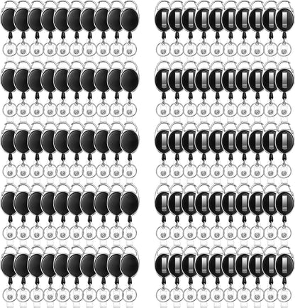 100 Pcs Badge Reel, ID Badge Holder Retractable Clip, Heavy Duty Keychain Badge Reel，Badge Clip, Bulk Lanyard for Wear Keys, ID Card, Name Hold