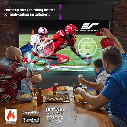 Elite Screens Saker Tab-Tension AcousticPro UHD Series, 150-INCH Diagonal 16:9, 4K/8K Ultra HD Electric Sound Transparent Perforated Weave Drop Down Front Projector Screen, SKT150UH2-E12-AUHD