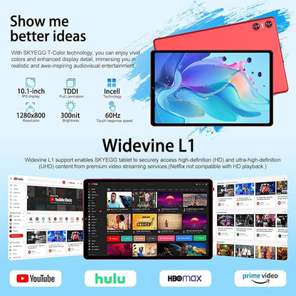 2025 Android 15 Tablet with Keyboard, 10.1 Inch Tablets FHD Display 30GB RAM 64GB ROM 1TB Expand, Octa-Core 2.0GHz, Widevine L1, 6000mAh Battery, 5G WiFi & GPS, Gemini AI, 2-in-1 Tableta PC - Red