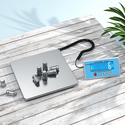 Shipping Scale 440lb with High Accuracy, Heavy Duty Stainless Steel Postal Scale with Hold/Tare, Digital Shipping Scale for Packages/Luggage/Post Office/Home, Battery & AC/DC Adapter