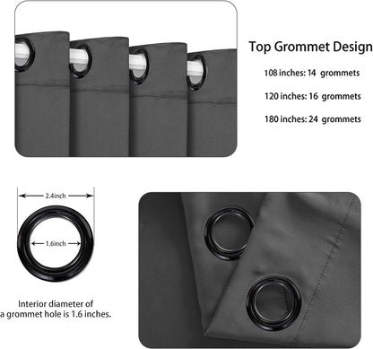 BONZER Room Divider Curtain Total Privacy Wall Grommet Thermal Insulated Soundproof Extra Wide Blackout Curtains for Bedroom Living Room, 84L x 108W Inch (7L x 9W ft), 1 Panel, Dark Grey