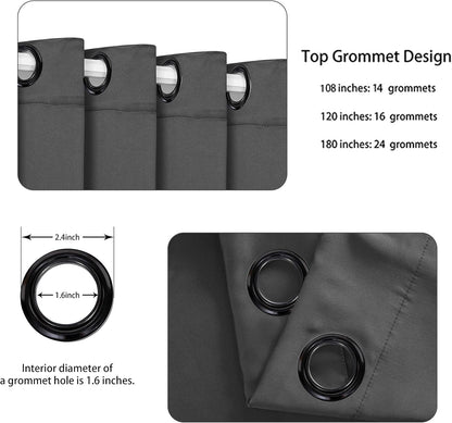 BONZER Extra Wide Room Divider Curtain Total Privacy Wall Grommet Top Thermal Insulated Blackout Curtains for Slide Window, 108L x 120W Inch (9L x 10W ft), 1 Panel, Dark Grey