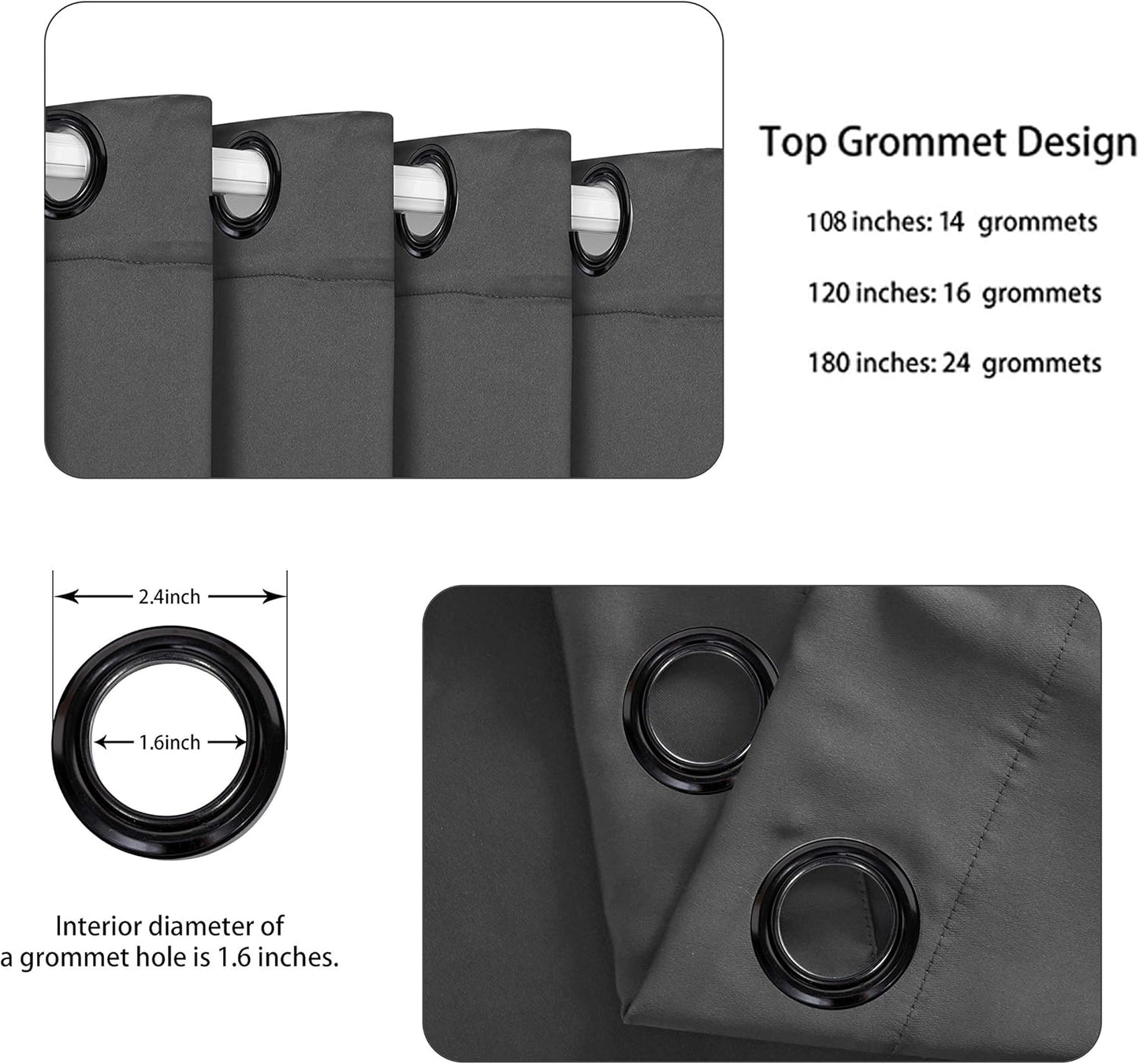 BONZER Room Divider Curtain Total Privacy Wall Grommet Thermal Insulated Wide Blackout Curtains for Bedroom Living Room, 96L x 108W Inch (8L x 9W ft), 1 Panel, Dark Grey