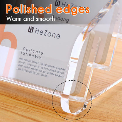 Business Card Holder Display for Desk Muitiple, Clear Acrylic Business card Stand Rack for Women and Men 12 slots 4Tier, Organize 600 cards (12 Slots）