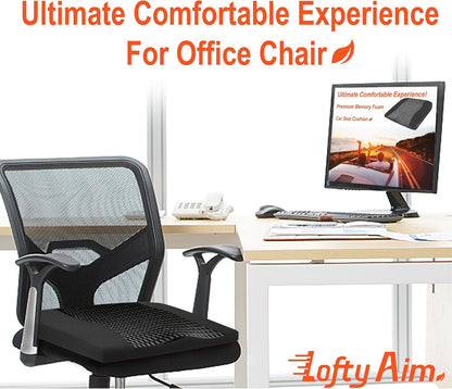 Car Seat Cushion, Comfort Memory Foam Car Cushions for Driving - Sciatica & Lower Back Pain Relief, Driver Seat Pillow for Auto, Office Chair, Wheelchair - 4D Mesh Black