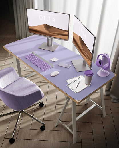 YSAGi Leather Desk Protector, Office Mat, Large Mouse Mat, Non-Slip PU Leather Blotter, Laptop Desk Pad, Waterproof Writing Pad for Office and Home (Light Purple, 47.2" x 23.6")