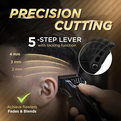 Fagaci Professional Hair Clippers for Men with DLC Blades and High Torque Vector Motor, Barber Clippers and Trimmers Set Zero Gap, 12000 RPM Hair Cutting Kit, Mens Haircut Cordless Clipper for Barber