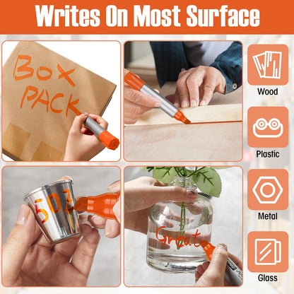 Fuutreo 10 Pack Jumbo Permanent Markers Bulk Large Chisel Tip Permanent Markers Quick Drying Waterproof Big Huge Poster Pens for Office, Logistics Company and More(Orange)