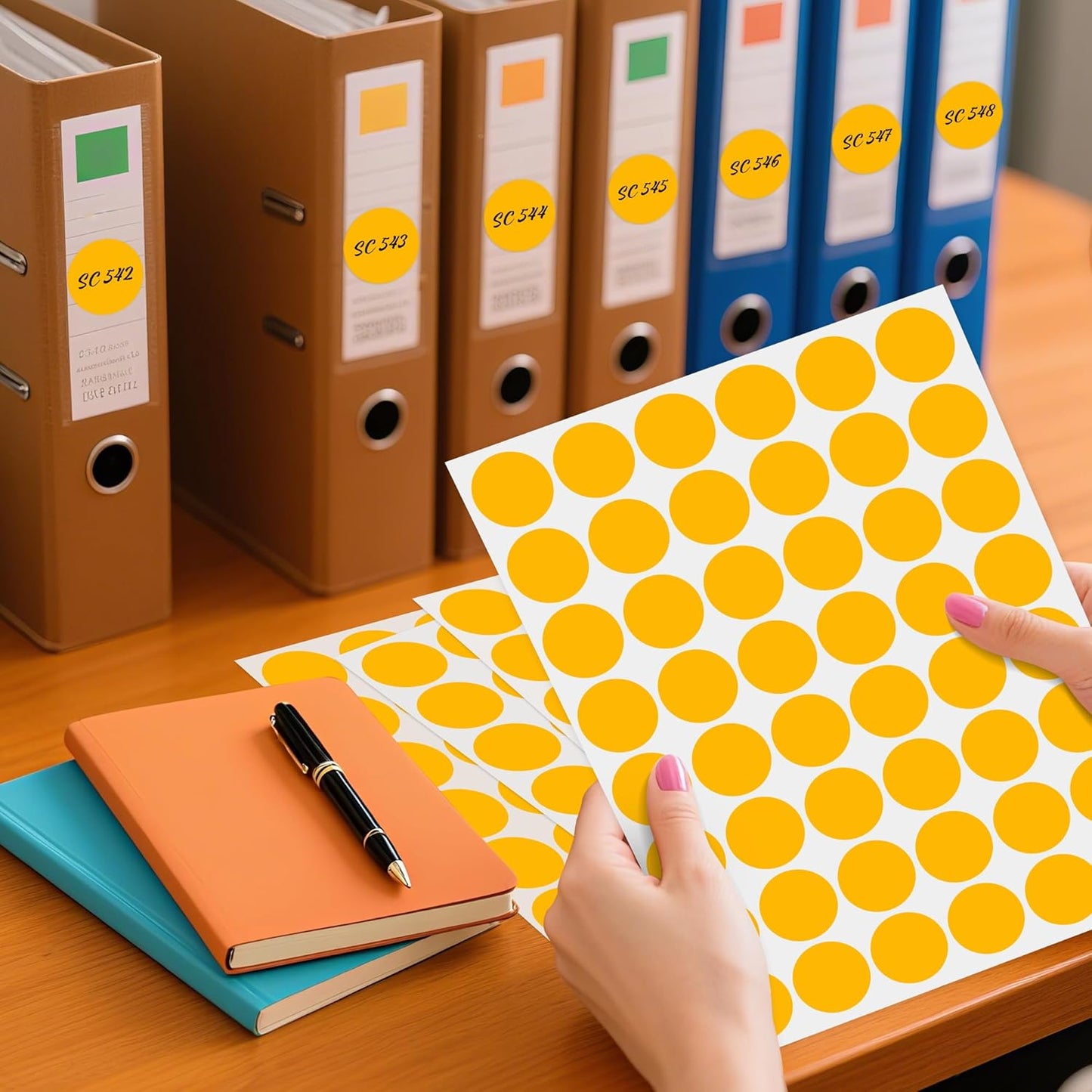 PARLAIM 1 inch Round Fluorescent Orange Dot Sticker,720PCS Permanent Adhesive Color Code Circle Sticker Labels for Office Classroom Garage Sale