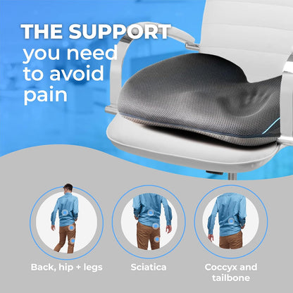 Klaudena | Office Chair Cushion for Tailbone Pain & Pressure Relief | Seat Cushion for Long Sitting Hours | Coccyx Lower Back Support | Memory Foam Cushions for Hip & Sciatica | Ergonomic Butt Pillow