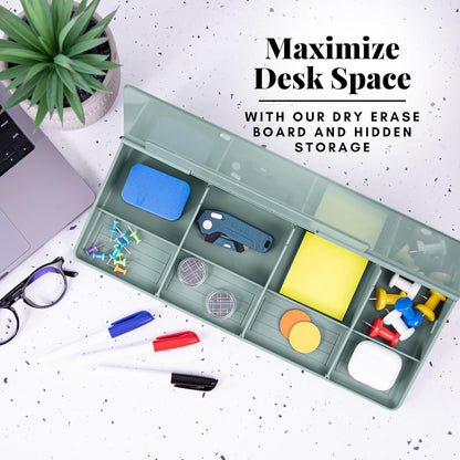 Birch Desktop Whiteboard with Storage & Multiple Markers Surface Desktop Glass Dry Erase Board Desk Top White Board Dry Erase Notepad Desk White Board Tabletop Desk Whiteboard (Moss)