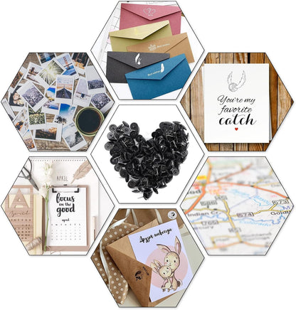 150PCS Black Push Pins, Standard Clear Thumb Tacks Steel Point and Transparent Plastic Head for Bulletin Board, Fabric Marking, Crafts and Office Organization