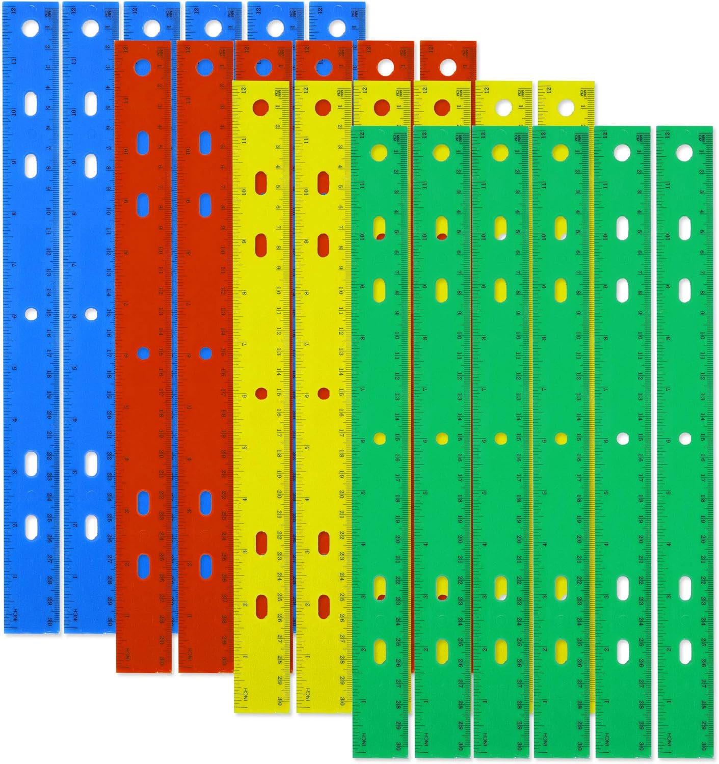 100 Pack Rulers Bulk for Classroom Kids | 12 Inch Rulers with Imperial (US Inches) and Metric (CM/Millimeter) Measure for Teachers, Students