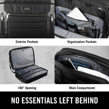 Kenneth Cole Reaction Keystone 1680d Polyester Dual Compartment 17" Laptop Business Portfolio, Black