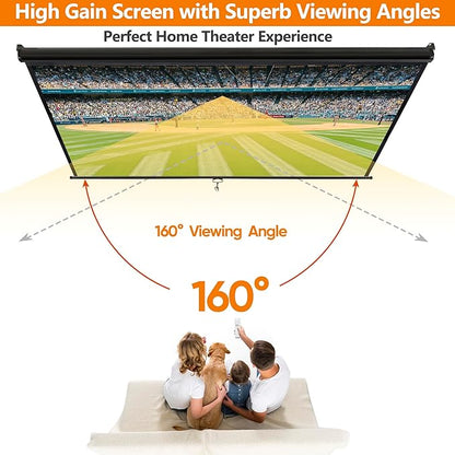 SUPER DEAL 72'' 4:3 HD Projection Screen Foldable Anti-Crease Portable Projector Movie Screen Manual Pull Down for Home Theater Presentation Education Outdoor Indoor Public Display, Black