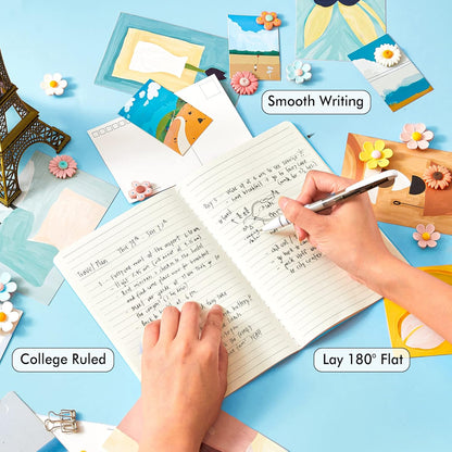 feela 16 Pack Soft Cover Journal Bulk, Lined Notebooks College Ruled for Work for Women Girl Writing, Blank Travel Journal Note Taking Notebook School Business Supplies, 8.2” x 5.5”, A5, Light Blue