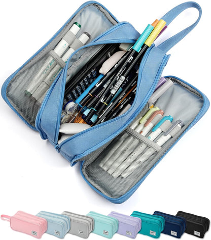 Pencil Case Pouch Box Bag School Supplies Girls Boys Kids, Cute Preppy Stuff Big Capacity Aesthetic Pen Organizer, Back to College Stationary, Cornflower Blue, Extra Large Style, 2300ml