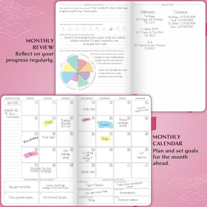 Legend Planner Hourly Schedule Edition – Deluxe Weekly & Daily Organizer with Time Slots. Time Management Appointment Book Journal for Work & Personal Life, Undated, A5 Hardcover – Hot Pink, Gold Foil
