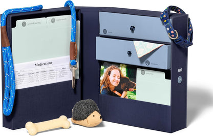Savor | Pet All-in-One Organizer | Blue – Keep Vet Records, Tags, Collars and Fido’s Favorite Toy Organized or Keep Cherished Pet Memories Safe in One Convenient Home with This Gift for Pet Parents