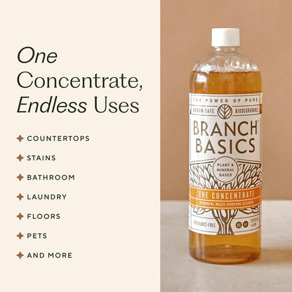 Branch Basics Concentrate + Oxygen Boost REFILL: Stain Remover and All Purpose Cleaner Duo | Bleach, Ammonia, Dye, and Fragrance Free (64 Loads, 33.8 oz Concentrate)