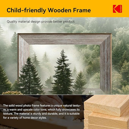 KODAK Wooden WiFi Digital Picture Frame, 32G 10.1 Inch Digital Photo Frame 1280x800 HD IPS Touch Screen, Auto-Rotate, Share Photos and Videos via KODAK App, for Friends and Family
