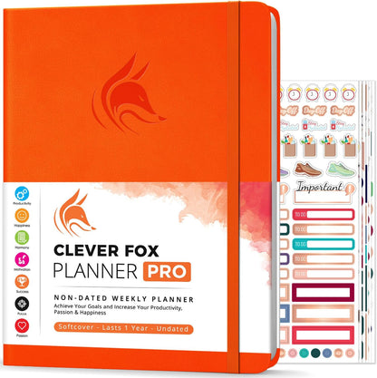 Clever Fox Planner PRO – Weekly & Monthly Life Planner to Increase Productivity, Time Management and Hit Your Goals, 8.5x11″ (Orange)