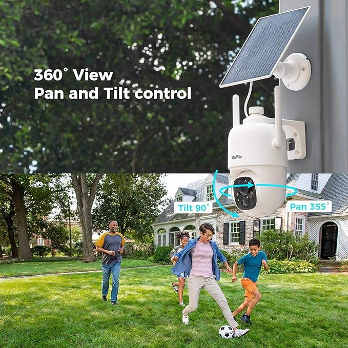 SOVMIKU 2CQ1 AI 2K Solar Security Camera Wireless Outdoor, Battery Powered,Two Way Audio,Motion Detection, 360° View,Easy to Setup,Color Night Vision,Audible Flashlight Siren,180 Days Exchange Policy