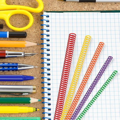 Leinuosen 120 Pack Plastic Spiral Binding Coils Kit Spirals Multi Size Coils for Binding Binder Combs Spines(1/4 5/16 3/8 1/2 5/8 3/4 Inch,Multicolor)