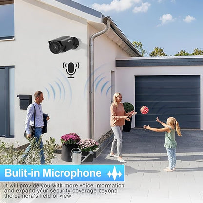 Bullet PoE Camera 5MP, Outdoor Waterproof IP67 Security Camera, Built-in Microphne/Audio, IR Night Vision 100ft, AI Human/Vehicle Detection, 2.8mm Lens Wide Angle 110°, INB5GR37E-B (Black)