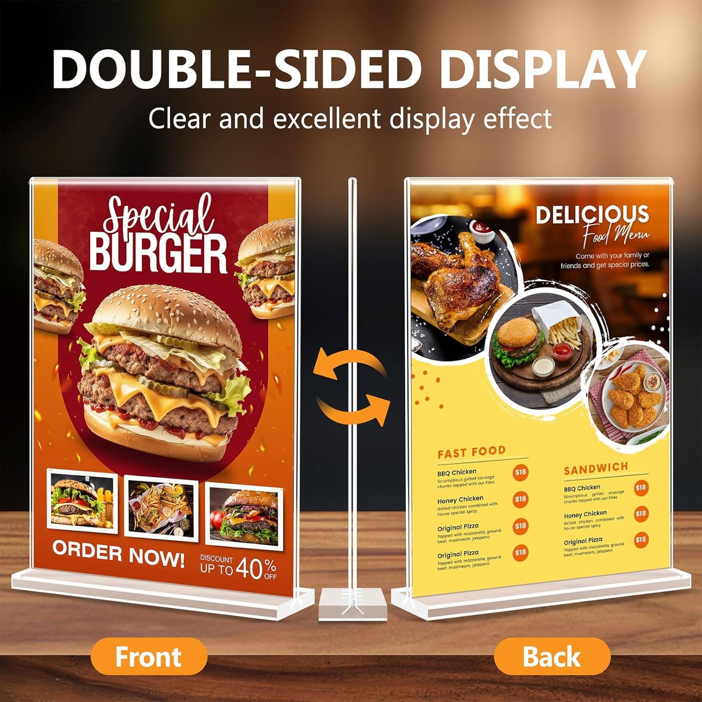Acrylic Sign Holder 8.5 x 11, Double Sided Sign Holder Stand, Plastic 12 Pack Table Paper Stand, Vertical Menu Flyer Stand, T Shape Table Flyer Holder