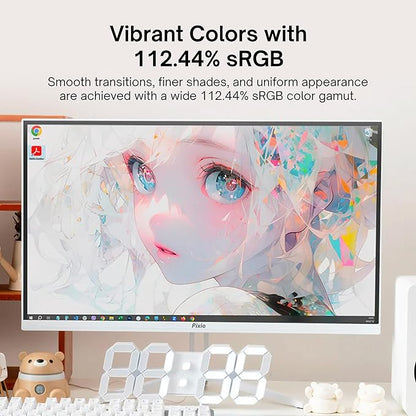 Pixio PX248 Wave White 24 inch 200Hz Refresh Rate FHD 1080p Resolution Fast IPS Panel 1ms GTG Response Time White Gaming Monitor with Adaptive Sync