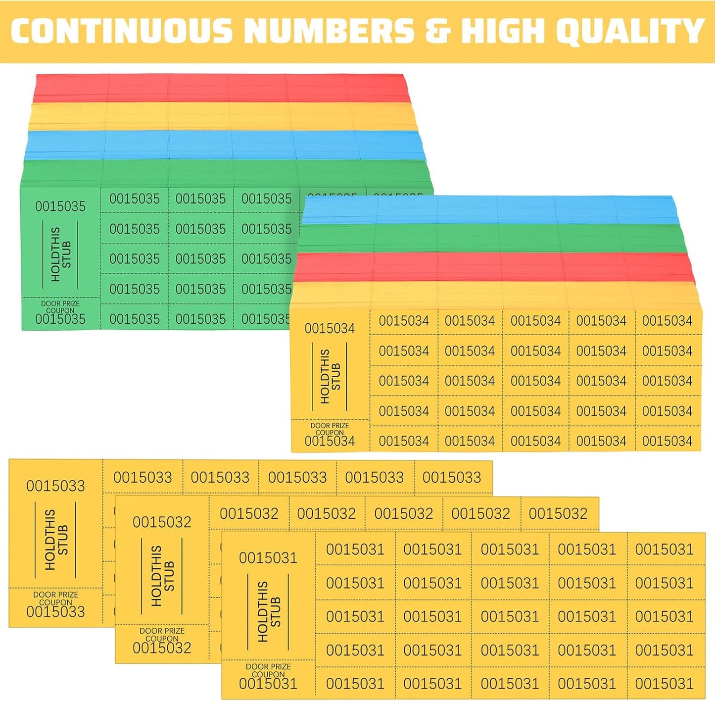 Kosiz 2000 Sheets Raffle Ticket 25 Bid Chinese Auction Tickets Tricky Tray Basket Raffle Sheets for Back to School Class Rewards Carnival Door Prizes Events(Dark Yellow, Red, Lake Blue, Dark Green)