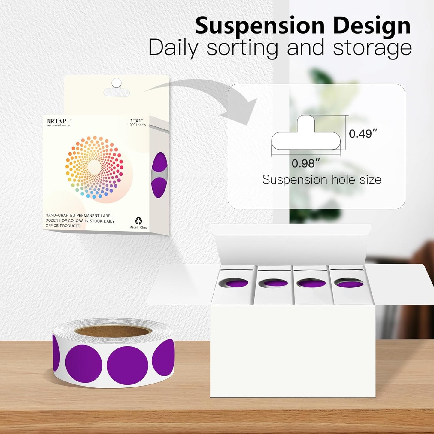 Purple 1 Inch Round Color Coding Labels with 4000 Dots, 4 Rolls - Bright Color Dot Stickers for File Folders, Inventory System - Highly Visible